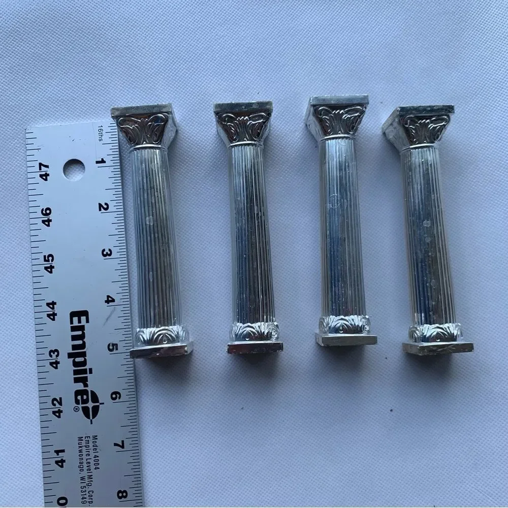 Set of 4 Silver Pillars Columns for‎ Cake Tiers Grecian Roman Vintage 5